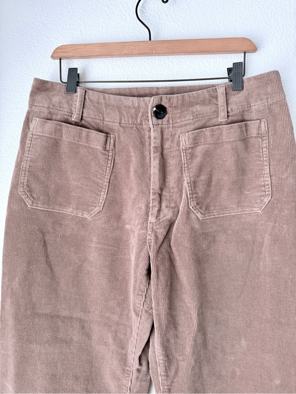 Quince Organic Cotton Stretch Corduroy Wide Leg Crop Pants Tan Beige Size 12 - Picture 4 of 12